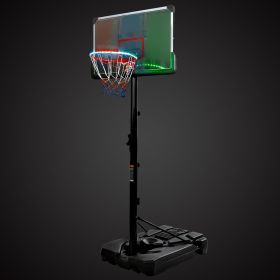 Portable Basketball Hoop Basketball System 6.6-10ft Height Adjustment for Youth Adults LED Basketball Hoop Lights, Colorful lights,Waterproof