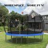 14-foot trampoline orange and blue dual-color mat ring, with basketball hoop, ladder,14ft trampoline
