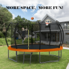 14-foot trampoline orange and blue dual-color mat ring, with basketball hoop, ladder,14ft trampoline