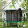 ba10FT Pumpkin Trampoline, Outdoor Trampoline with Basketball Hoop, Enclosure Net and Ladder