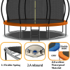 14-foot trampoline orange and blue dual-color mat ring, with basketball hoop, ladder,14ft trampoline