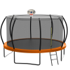 14-foot trampoline orange and blue dual-color mat ring, with basketball hoop, ladder,14ft trampoline