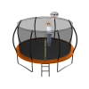 14-foot trampoline orange and blue dual-color mat ring, with basketball hoop, ladder,14ft trampoline