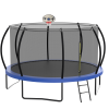 14-foot trampoline orange and blue dual-color mat ring, with basketball hoop, ladder,14ft trampoline