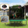 ba10FT Pumpkin Trampoline, Outdoor Trampoline with Basketball Hoop, Enclosure Net and Ladder