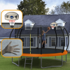 14-foot trampoline orange and blue dual-color mat ring, with basketball hoop, ladder,14ft trampoline