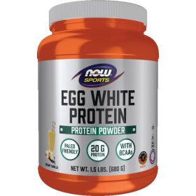 NOW Sports Egg white Protein Powder, Vanilla Crème, 20g Protein, 1.5 Lb