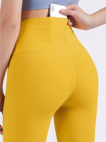 Brand Yoga Pants Hidden Pockets At Waist Fitness Sports Leggings Women Sportswear Stretchy Pants Gym Push Up Workout Clothing (Color: BLACK, size: S)
