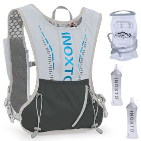 sSport Hydration Vest Running Backpack with 15oz 50oz Water Bladder Adjustable Strap Storage Bag for Trail Running Marathon Race Hiking (Color: grey)