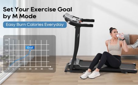Folding Treadmill Electric Running Machine 2.5HP Motor 300LBS Weight Capacity Walking Jogging Machine with 3 Level Incline 12 Preset Programs for Home (Color: as Pic)