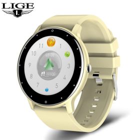New Smart Watch Men Full Touch Screen Sport Fitness Watch IP67 Waterproof Bluetooth For Android ios smartwatch Men+box (Ships From: China, Color: YELLOW)